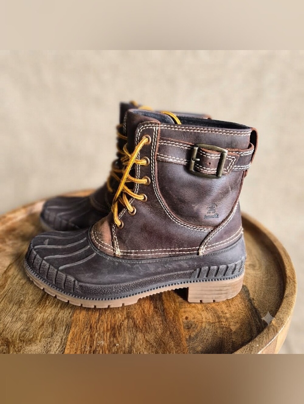 Kamik Evelyn Waterproof Leather Duck Boots Size 8 Buckle Winter Snow